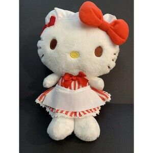 Sanrio Hello Kitty Diner Maid Plush Stuffed Animal Toy Red White Dress Apron